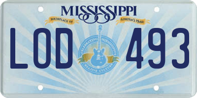 MS license plate LOD493