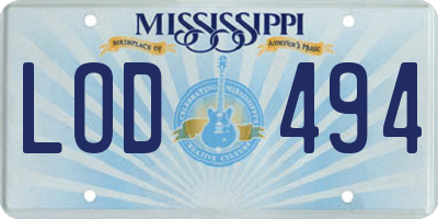 MS license plate LOD494