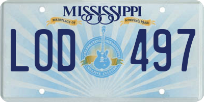 MS license plate LOD497