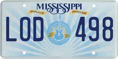 MS license plate LOD498