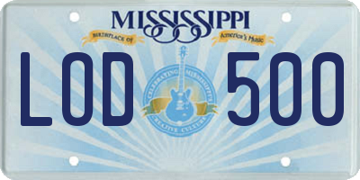 MS license plate LOD500