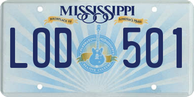 MS license plate LOD501