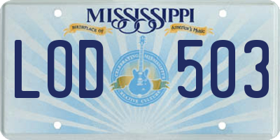 MS license plate LOD503