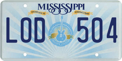 MS license plate LOD504