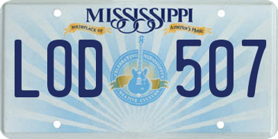 MS license plate LOD507