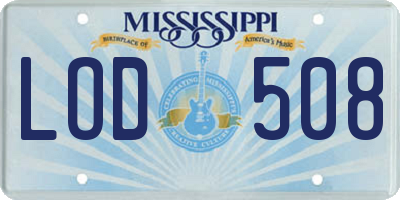 MS license plate LOD508