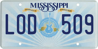 MS license plate LOD509