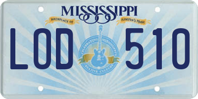 MS license plate LOD510
