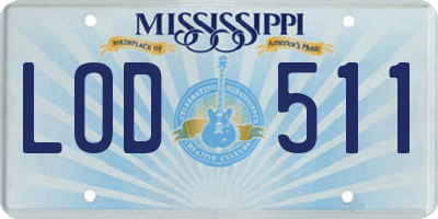 MS license plate LOD511