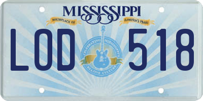 MS license plate LOD518