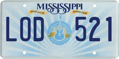 MS license plate LOD521