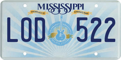 MS license plate LOD522