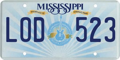 MS license plate LOD523