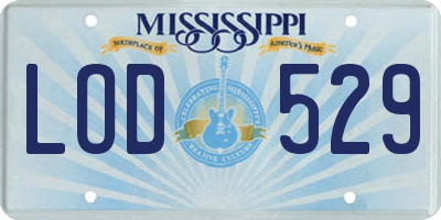 MS license plate LOD529