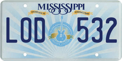 MS license plate LOD532