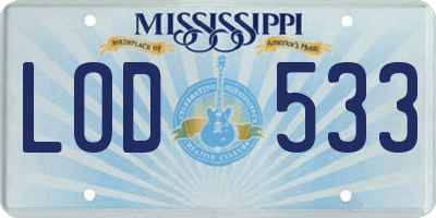 MS license plate LOD533