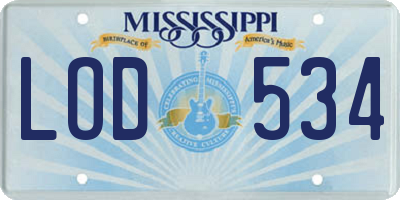 MS license plate LOD534