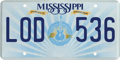 MS license plate LOD536