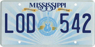 MS license plate LOD542