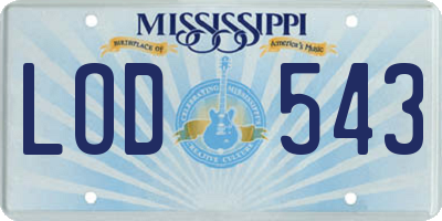 MS license plate LOD543