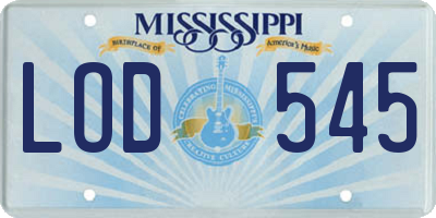 MS license plate LOD545