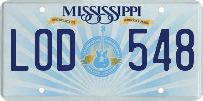MS license plate LOD548