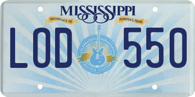 MS license plate LOD550