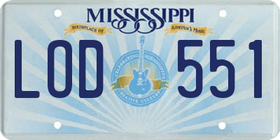 MS license plate LOD551