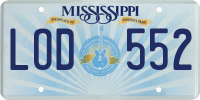 MS license plate LOD552