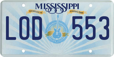 MS license plate LOD553