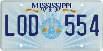 MS license plate LOD554