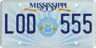 MS license plate LOD555