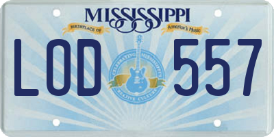 MS license plate LOD557