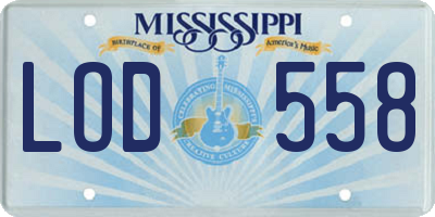 MS license plate LOD558