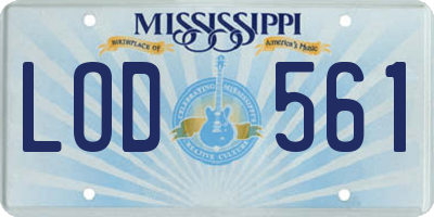 MS license plate LOD561