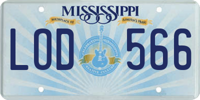 MS license plate LOD566