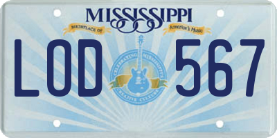 MS license plate LOD567