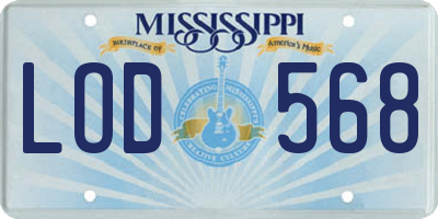 MS license plate LOD568