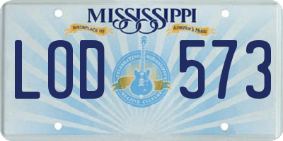 MS license plate LOD573