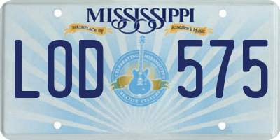 MS license plate LOD575