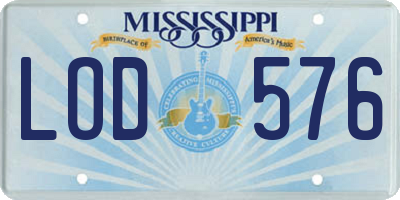 MS license plate LOD576