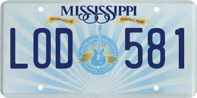 MS license plate LOD581