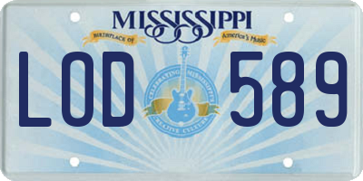 MS license plate LOD589