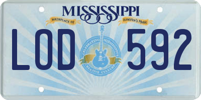 MS license plate LOD592