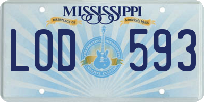 MS license plate LOD593