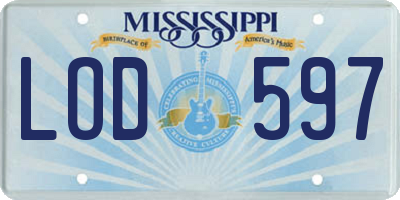 MS license plate LOD597