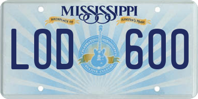 MS license plate LOD600