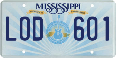 MS license plate LOD601