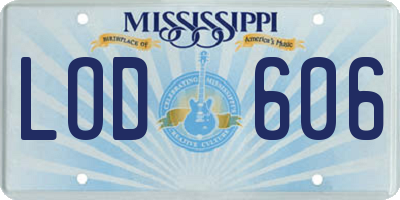 MS license plate LOD606