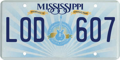 MS license plate LOD607